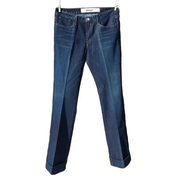 Earnest Sewn | New Dapper Medium Wash Cuffed Flare Jeans, Size 32 - Picture 1 of 10